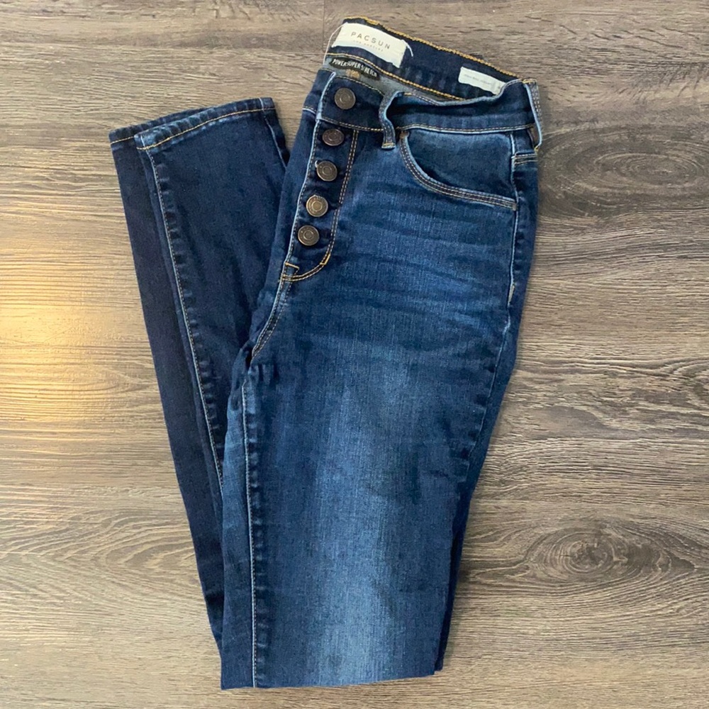 Pacsun jeans, Power Super Stretch, Button Up, 26